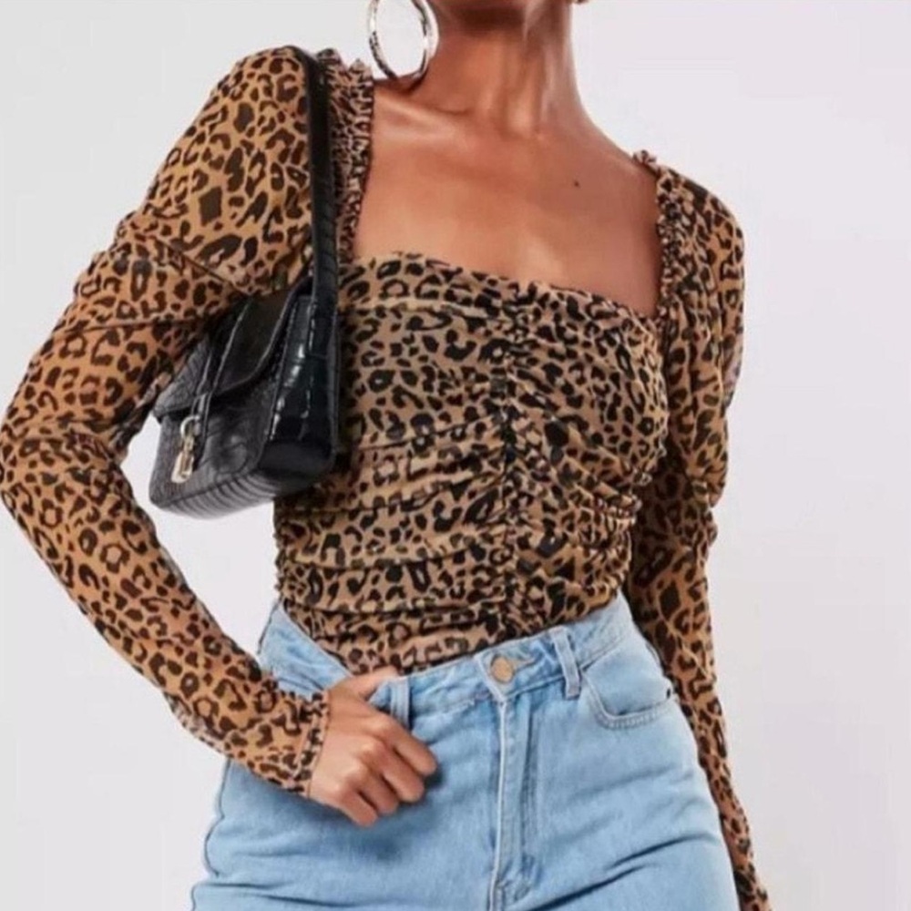 Leopard Print Long Sleeve Top Misguided